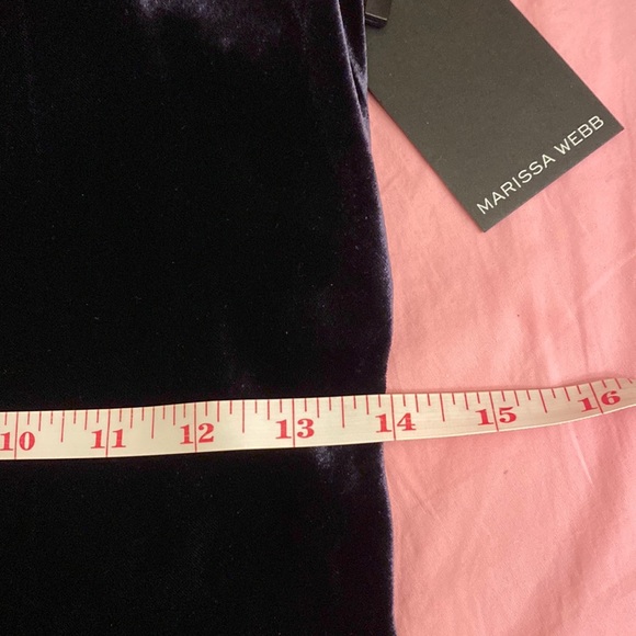 NWT Marissa Webb Blue silk Everleigh velvet ruffle strappy holiday mini dress - Picture 15 of 16